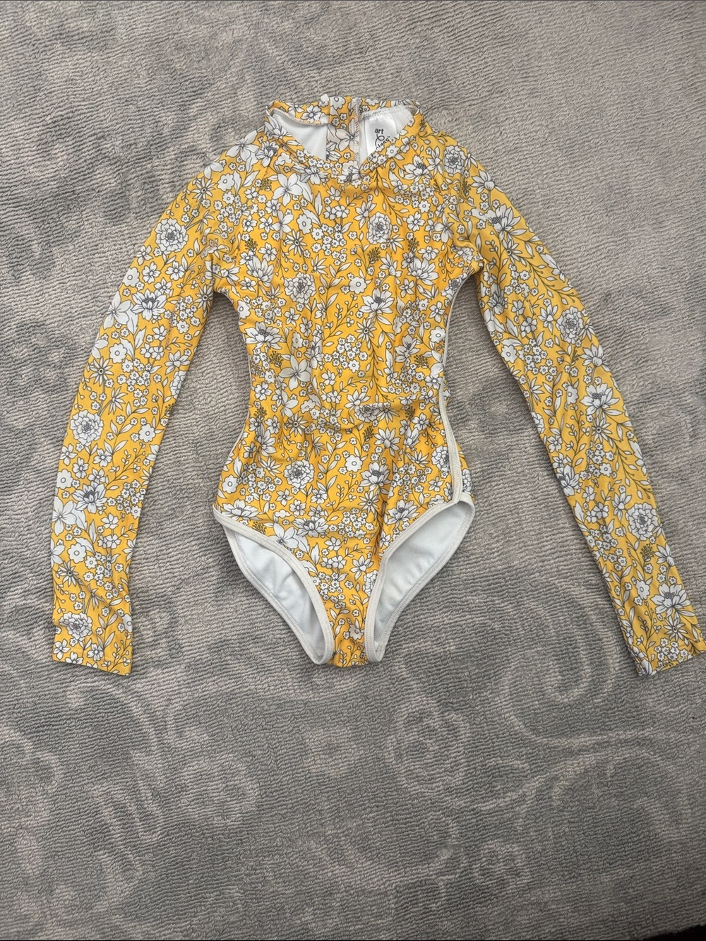 art class Yellow Floral Long-Sleeve Kids Rashguard One-Piece